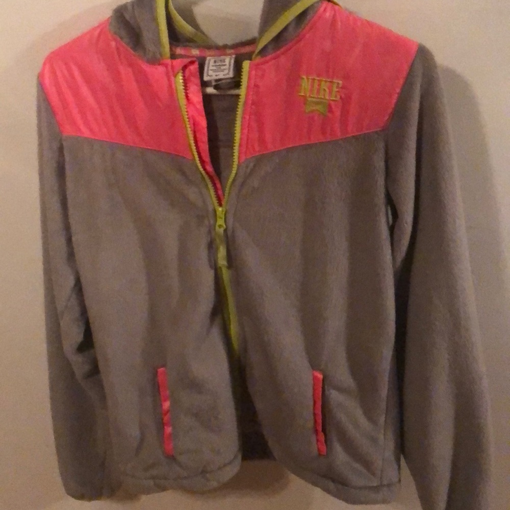 Nike fuzzy zip up hooded jacket xl kids
